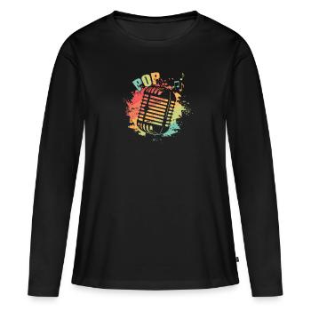 Mikrofon Pop Musik R'n'B Sänger Stars - Frauen Premium Bio Langarmshirt - Schwarz - Vorne - Julia (174cm)