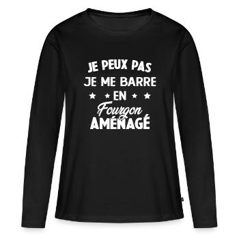 J'peux pas j'me barre en fourgon aménagé - T-shirt manches longues Premium bio Femme - noir - Devant - Julia (174cm)