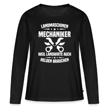 Mécanicien en machines agricoles Tracteur - T-shirt manches longues Premium bio Femme - noir - Devant - Julia (174cm)