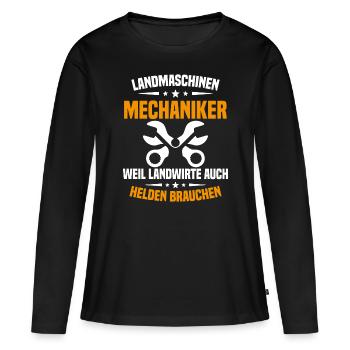 Mécanicien en machines agricoles Tracteur - T-shirt manches longues Premium bio Femme - noir - Devant - Julia (174cm)