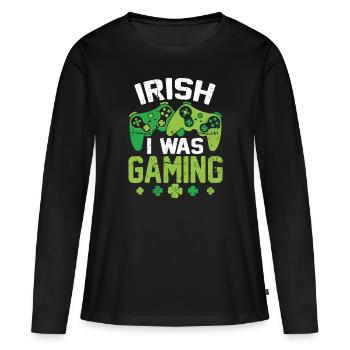 Irish I Was Gaming - T-shirt manches longues Premium bio Femme - noir - Devant - Julia (174cm)