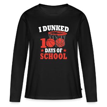 100 jours d'école Basket Cadeau Pour Enfants - T-shirt manches longues Premium bio Femme - noir - Devant - Julia (174cm)