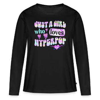 Mädchen, das Hyperpop-Musik liebt - Frauen Premium Bio Langarmshirt - Schwarz - Vorne - Julia (174cm)