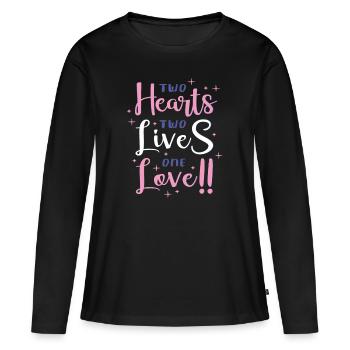 Zwei Herzen, zwei Leben, eine Liebe - Frauen Premium Bio Langarmshirt - Schwarz - Vorne - Julia (174cm)