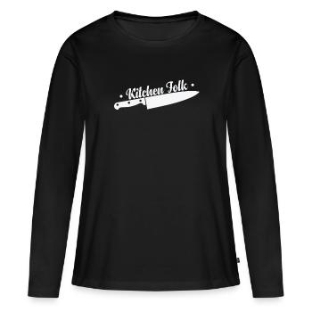 Cuisine Folk Couteaux de cuisine Cuisiner Passe-temps - T-shirt manches longues Premium bio Femme - noir - Devant - Julia (174cm)