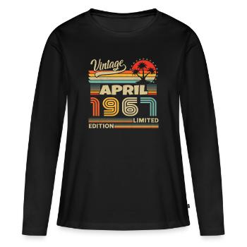 Avril 1967 Anniversaire Avril 1967 Avril - T-shirt manches longues Premium bio Femme - noir - Devant - Julia (174cm)