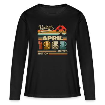 Avril 1962 Anniversaire Avril 1962 Avril - T-shirt manches longues Premium bio Femme - noir - Devant - Julia (174cm)