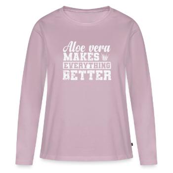 Aloe Vera makes everything Better Plant - Women's Premium Organic Long Sleeve Shirt - dusky pink - Front - Julia (174cm)