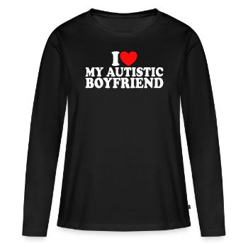 J'adore Copain Autiste J'aime Petit Ami Autiste - T-shirt manches longues Premium bio Femme - noir - Devant - Julia (174cm)