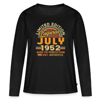 Naissance: Juillet 1952, Date de naissance: Juillet 1952 - T-shirt manches longues Premium bio Femme - noir - Devant - Julia (174cm)