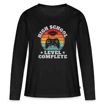 Niveau lycée Complet Retro Graduation Video Gamer - T-shirt manches longues Premium bio Femme - noir - Devant - Julia (174cm)