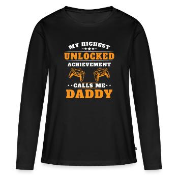 Ma plus haute réussite débloquée m'appelle papy - T-shirt manches longues Premium bio Femme - noir - Devant - Julia (174cm)