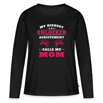 Mon plus haut accomplissement m'appelle maman - T-shirt manches longues Premium bio Femme - noir - Devant - Julia (174cm)