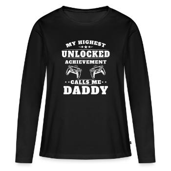 Ma plus haute réussite débloquée m'appelle papy - T-shirt manches longues Premium bio Femme - noir - Devant - Julia (174cm)