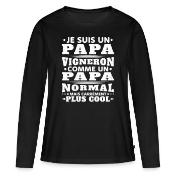 Je Suis un Papa Vigneron / Homme Vigneron Cadeau - T-shirt manches longues Premium bio Femme - noir - Devant - Julia (174cm)