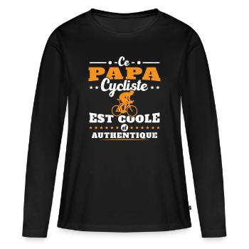 Ce papa cycliste est coole et authentique - T-shirt manches longues Premium bio Femme - noir - Devant - Julia (174cm)