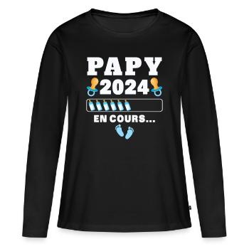 Futur Papy 2024 En Cours - T-shirt manches longues Premium bio Femme - noir - Devant - Julia (174cm)