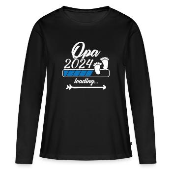 Opa in 2024 bitte warten - Frauen Premium Bio Langarmshirt - Schwarz - Vorne - Julia (174cm)