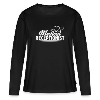 Réceptionniste médicale Cadeau réceptionnist - T-shirt manches longues Premium bio Femme - noir - Devant - Julia (174cm)