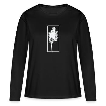Baum Portait Natur Wälder Blätter - Frauen Premium Bio Langarmshirt - Schwarz - Vorne - Julia (174cm)