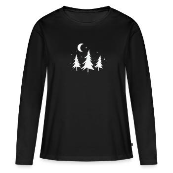 Wald bei Nacht Natur Forst Umwelt - Frauen Premium Bio Langarmshirt - Schwarz - Vorne - Julia (174cm)