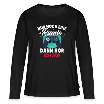 Nur noch eine Runde dann hör ich auf - Frauen Premium Bio Langarmshirt - Schwarz - Vorne - Julia (174cm)