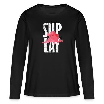 Slip lay Wrestling - T-shirt manches longues Premium bio Femme - noir - Devant - Julia (174cm)
