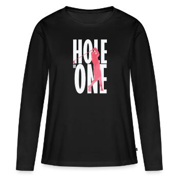 Trou dans un golf - T-shirt manches longues Premium bio Femme - noir - Devant - Julia (174cm)