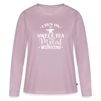 I run on Sweet Tea and Metal Working - Women's Premium Organic Long Sleeve Shirt - dusky pink - Front - Julia (174cm)