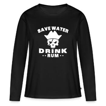 Économiser de l’eau, boire du rhum - T-shirt manches longues Premium bio Femme - noir - Devant - Julia (174cm)