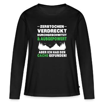 Gecache Geocaching Hobby Cache - Frauen Premium Bio Langarmshirt - Schwarz - Vorne - Julia (174cm)