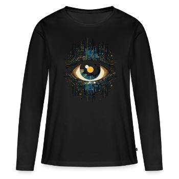 Électronique oculaire - T-shirt manches longues Premium bio Femme - noir - Devant - Julia (174cm)