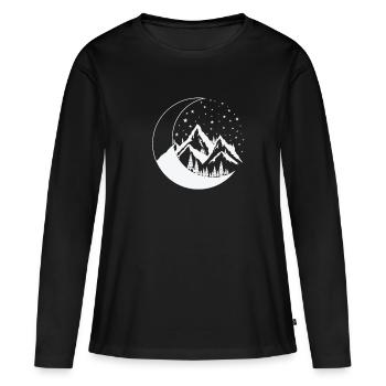 Montagnes et lune Ciel nocturne Orbe - T-shirt manches longues Premium bio Femme - noir - Devant - Julia (174cm)