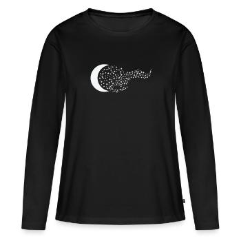 Lune, Ciel Nocturne, Espace - T-shirt manches longues Premium bio Femme - noir - Devant - Julia (174cm)