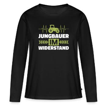 Jungbauer im Widerstand Bauer Demo Landwirt - Frauen Premium Bio Langarmshirt - Schwarz - Vorne - Julia (174cm)