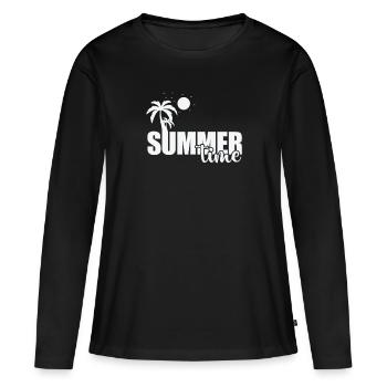 Heure d’été Baignade Plage Soleil - T-shirt manches longues Premium bio Femme - noir - Devant - Julia (174cm)