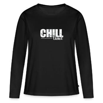 Temps de détente Relax - T-shirt manches longues Premium bio Femme - noir - Devant - Julia (174cm)