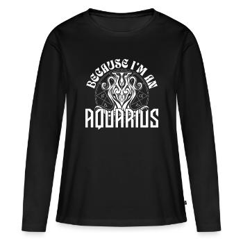 Weil ich ein Wassermann bin - Sternzeichen - Frauen Premium Bio Langarmshirt - Schwarz - Vorne - Julia (174cm)