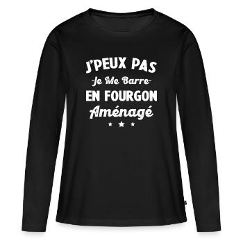 J'peux pas j me barre en fourgon aménagé - T-shirt manches longues Premium bio Femme - noir - Devant - Julia (174cm)