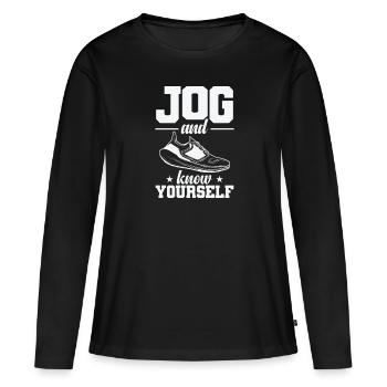 Jogging et jogging pour se connaître soi-même - T-shirt manches longues Premium bio Femme - noir - Devant - Julia (174cm)