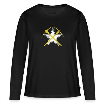 Étoile avec pic minier - T-shirt manches longues Premium bio Femme - noir - Devant - Julia (174cm)