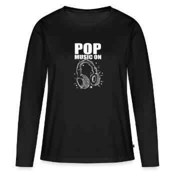 Pop Music R'n'B Sänger Stars Kopfhörer - Frauen Premium Bio Langarmshirt - Schwarz - Vorne - Julia (174cm)