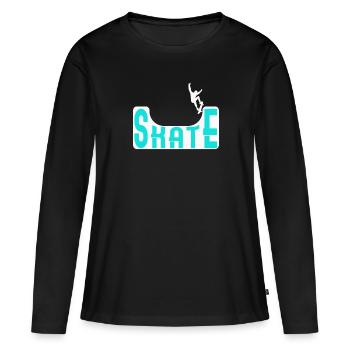 Skate Halfpipe Skateboard - Frauen Premium Bio Langarmshirt - Schwarz - Vorne - Julia (174cm)