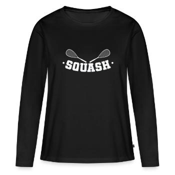 Jouer au squash en duel - T-shirt manches longues Premium bio Femme - noir - Devant - Julia (174cm)