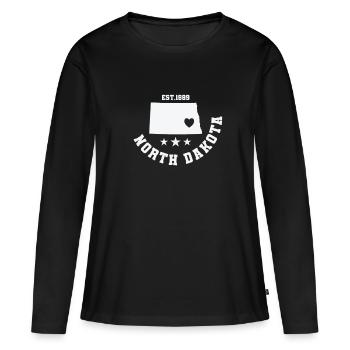 Fondée dans le Dakota du Nord en 1889, États-Unis - T-shirt manches longues Premium bio Femme - noir - Devant - Julia (174cm)