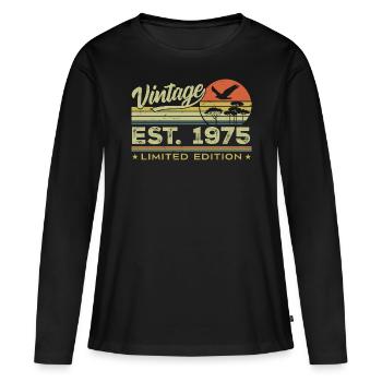 Vintage 1975 Génial Depuis 1975 Cadeau 1975 Rétro - T-shirt manches longues Premium bio Femme - noir - Devant - Julia (174cm)