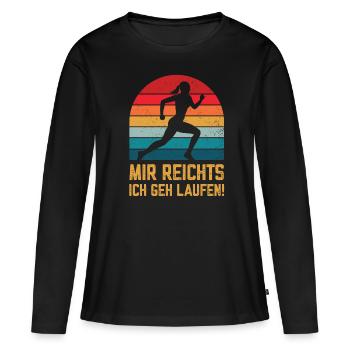 Mir reichts ich geh Laufen Sport - Frauen Premium Bio Langarmshirt - Schwarz - Vorne - Julia (174cm)