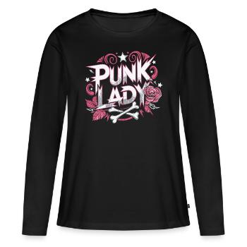 Punk Frau Skater Rocker Punk - Frauen Premium Bio Langarmshirt - Schwarz - Vorne - Julia (174cm)
