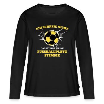 Fußballtrainer Fußball Fußballplatz schreien laut - Frauen Premium Bio Langarmshirt - Schwarz - Vorne - Julia (174cm)
