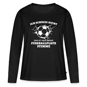 Fußballplatz Fußfall Fußballtrainer Geschenk Humor - Frauen Premium Bio Langarmshirt - Schwarz - Vorne - Julia (174cm)